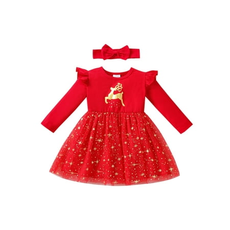 Fullvigor Baby Girls Christmas Dress Elk Print Princess Tulle Tutu Dresses Headband
Fullvigor Baby Girls Christmas Dress Elk Print Princess Tulle Tutu Dresses Headband