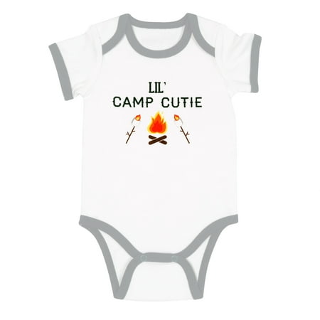 Camp Cutie - 6-12 Months Gray Trimmed Bodysuit