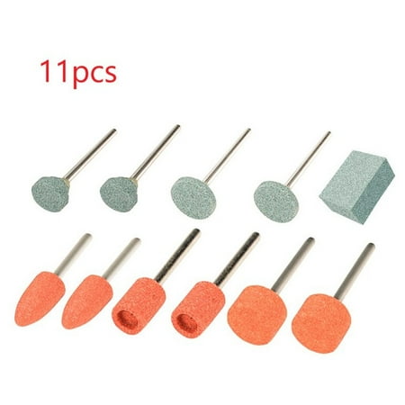 11Pcs Abrasive Mounted Stone 3mm Shank Grinding Head Stone Wheel For Rotary Tool