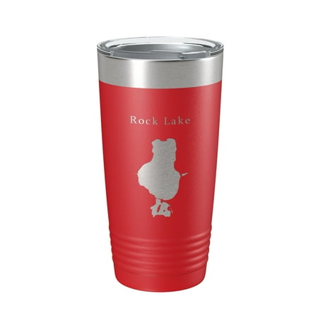 Rock Lake Map Tumbler Travel Mug Insulated Laser Engraved Coffee Cup Wisconsin 20 oz Red