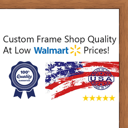 27x41 - 27 x 41 Honey Pecan Flat Solid Wood Frame with UV Framer's Acrylic & Foam Board Backing - Great For a Photo