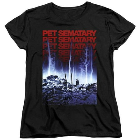 Trevco Sportswear PAR687-WT-4 Pet Sematary & Sematary-Short Sleeve Womens Tee, Black - Extra Large