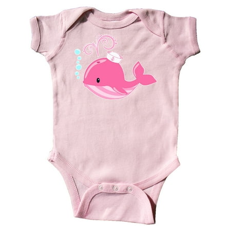 Inktastic Cute Pink Whale in Nautical Hat Gift Baby Boy or Baby Girl Bodysuit