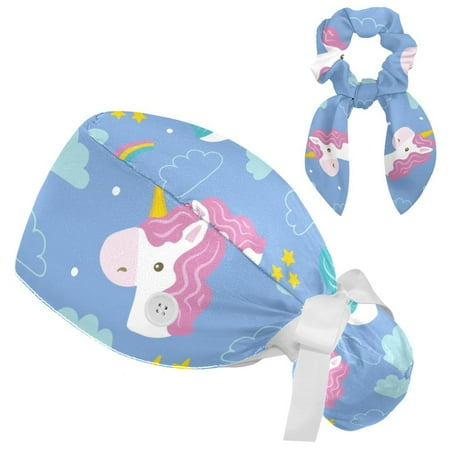 Working Cap with Buttons and Sweatband Scrub Hat Bouffant Caps with Scrunchie Unicorn Tie Back Hats
Working Cap with Buttons and Sweatband Scrub Hat Bouffant Caps with Scrunchie Unicorn Tie Back Hats