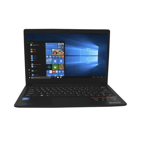 EVOO 11.6" Ultra Thin Laptop, FHD, Tuned by THX Display, 32GB Storage, 4GB Memory, Mini HDMI, Front Camera, Windows 10 Home, Black - Includes Office 365 Personal for One Year