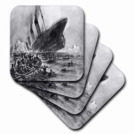 3dRose 1912 Artists Rendering Of Sinking Of The Titanic Soft Coasters set of 4