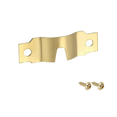 Picture Hanger Plate, 48mm x 15mm U Type Hook for Frames w Screws, 10 Pcs (Golden)