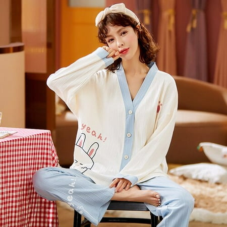 DanceeMangoo New Arrivals Cotton Sleepwear Set Autumn Winter Buttons Long Sleeve Women Pajamas Set Long Pant Pyjamas Set Women HomeWear Cloth
DanceeMangoo New Arrivals Cotton Sleepwear Set Autumn Winter Buttons Long Sleeve Women Pajamas Set Long Pant Pyjamas Set Women HomeWear Cloth