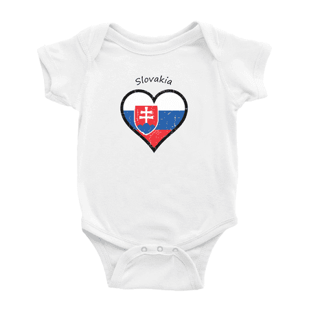 Slovakia Flag Heart Love Funny Baby Clothing Bodysuits Boy Girl Clothes