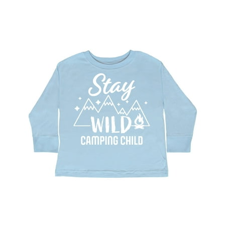 Inktastic Stay Wild Camping Child with Mountains and Fire Gift Toddler Boy or Toddler Girl Long Sleeve T-Shirt