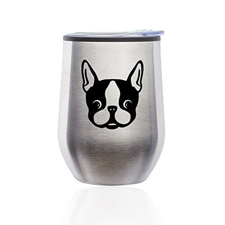 Stemless Wine Tumbler Coffee Travel Mug Glass with Lid Boston Terrier Puppy (Silver)
Stemless Wine Tumbler Coffee Travel Mug Glass with Lid Boston Terrier Puppy (Silver)