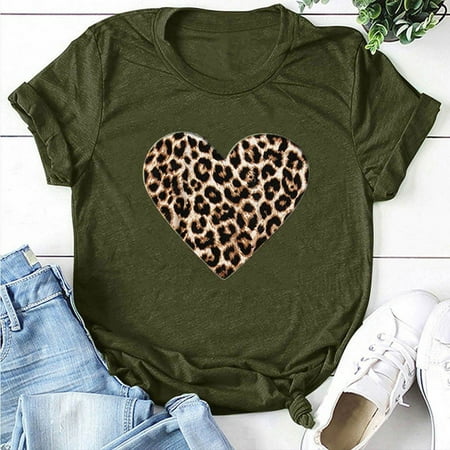 Women Valentine s Day Casual Short Sleeve O Neck Leopard Print Heart-shaped Top Note Please Buy One Or Two Sizes Larger
Women Valentine s Day Casual Short Sleeve O Neck Leopard Print Heart-shaped Top Note Please Buy One Or Two Sizes Larger