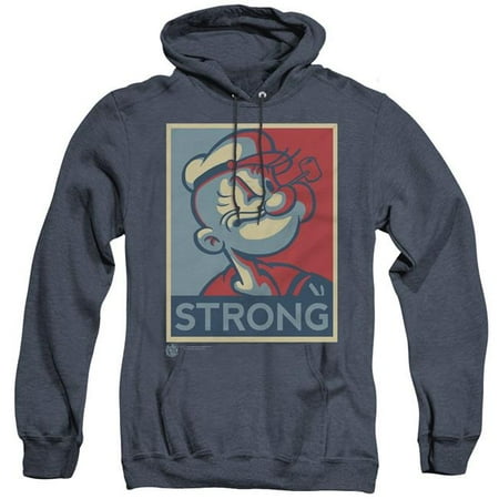 Trevco Sportswear PYE709-AHH-3 Popeye & Strong Adult Heather Hoodie, Navy - Large