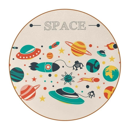 OWNTA Outer Space Rocket Planets Robet Pattern Premium Microfiber Leather Round Coasters (6PCS) - 11x11 cm/4.3x4.3 in - Durable & Stylish Cup Mat Set
OWNTA Outer Space Rocket Planets Robet Pattern Premium Microfiber Leather Round Coasters (6PCS) - 11x11 cm/4.3x4.3 in - Durable & Stylish Cup Mat Set