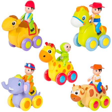 (Set of 5) Push and Go Friction Powered Animal Cars Fun Toys Stocking Stuffer (Set of 5) Push and Go Friction Powered Animal Cars Fun Toys Stocking Stuffer