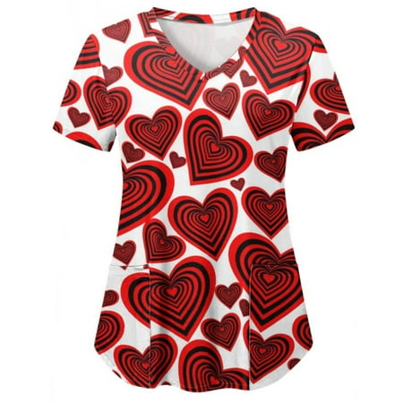 Scrub Tops for Women Short Sleeve Tops Working Uniform Valentine s Day Nurse Scrubs Love Heart Print Pocket V-Neck Blouse
Scrub Tops for Women Short Sleeve Tops Working Uniform Valentine s Day Nurse Scrubs Love Heart Print Pocket V-Neck Blouse