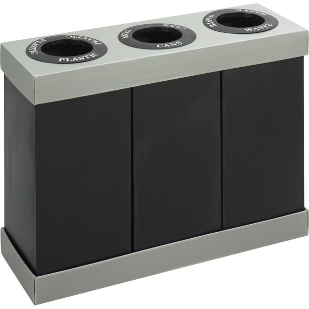 Safco, SAF9798BL, At-Your-Disposal 3-bin Recycling Center, 1, Black
