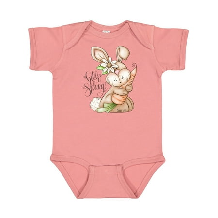 Inktastic Hello Spring Bunny Rabbit Gift Baby Girl Bodysuit