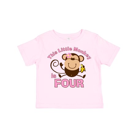 Inktastic Little Monkey Girl 4th Birthday Gift Toddler Toddler Girl T-Shirt