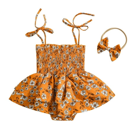 Meihuida Newborn Girl Dress Style Romper Outfits Sleeveless Floral Printed Tie-Up Pleated Bodysuit + Cute Bow-Knot Headband Set
Meihuida Newborn Girl Dress Style Romper Outfits Sleeveless Floral Printed Tie-Up Pleated Bodysuit + Cute Bow-Knot Headband Set