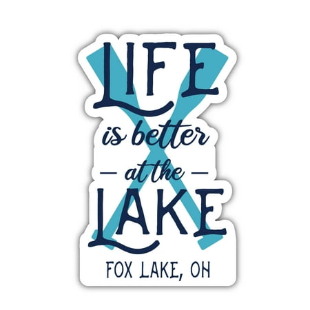 Fox Lake Ohio Souvenir 4 Inch Fridge Magnet Paddle Design 4-Pack