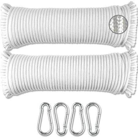 Wellmax Diamond Braided Polypropylene Rope with Uv Treatment and Weather Resistant 2 Pack 3/16 Inch X 100ft White with 4 Bonus Spring Links
Wellmax Diamond Braided Polypropylene Rope with Uv Treatment and Weather Resistant 2 Pack 3/16 Inch X 100ft White with 4 Bonus Spring Links