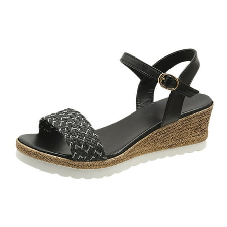 LUOGENLI Female Black Sandals Women Size 11W Women s Summer Fashion Open Toe Thick Bottom Slope Heel One Buckle Sandals Casual Comfortable Outdoor Sandals Orthopedic Sandals For Women Wide Width 8.5
LUOGENLI Female Black Sandals Women Size 11W Women s Summer Fashion Open Toe Thick Bottom Slope Heel One Buckle Sandals Casual Comfortable Outdoor Sandals Orthopedic Sandals For Women Wide Width 8.5