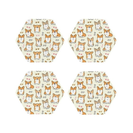 Drink Coasters Set of 4 Cartoon Corgi Leather Coasters for Coffee Table Protector Heat Resistant Cute Coasters for Home Decor Housewarming Gifts Bar Kitchen 4 Inch Hexagon 
Drink Coasters Set of 4 Cartoon Corgi Leather Coasters for Coffee Table Protector Heat Resistant Cute Coasters for Home Decor Housewarming Gifts Bar Kitchen 4 Inch Hexagon