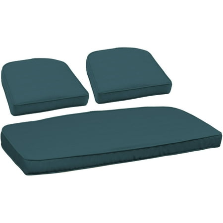 Better Homes and Gardens Outdoor Patio Wicker Cushion Set with Welts for Settee and 2 Chairs