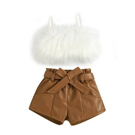 Toddler Kids Girls Clothes Sets Fluffy Fur Sleeveless Camisole Vest+PU Leather High Waist Shorts
Toddler Kids Girls Clothes Sets Fluffy Fur Sleeveless Camisole Vest+PU Leather High Waist Shorts
