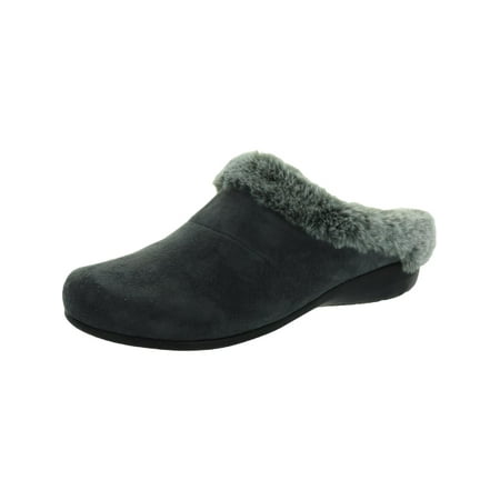 David Tate Womens Puff Faux Fur Lined Comfort Mules Gray 9 Narrow (AA N)