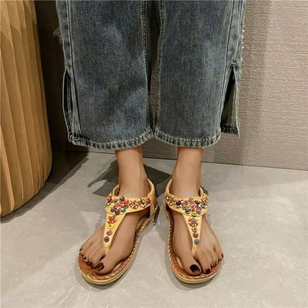 jjayotai Women s Sandals Clearance Bohemian Sandals Women s Summer Casual Shoes with Round Toe Flat Beach Sandals Flash Picks Yellow
jjayotai Women s Sandals Clearance Bohemian Sandals Women s Summer Casual Shoes with Round Toe Flat Beach Sandals Flash Picks Yellow