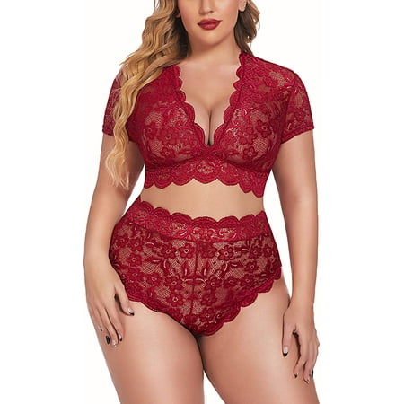 Avidlove Plus Size Lingerie Plus Floral Lace Scallop Trim Lingerie Set Deep V Allover Lace Bra Panties Set Sexy Clubwear (22W Wine Red)
Avidlove Plus Size Lingerie Plus Floral Lace Scallop Trim Lingerie Set Deep V Allover Lace Bra Panties Set Sexy Clubwear (22W Wine Red)
