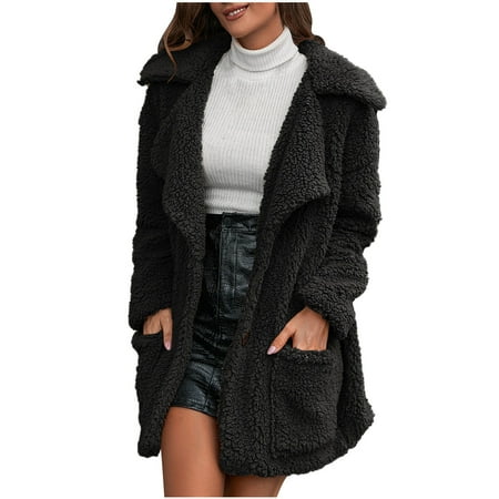 Womens Winter Long Coats Lapel Warm Thick Faux Fur Jacket Solid Long Sleeve Loose Overcoat Outerwear With Pockets
Womens Winter Long Coats Lapel Warm Thick Faux Fur Jacket Solid Long Sleeve Loose Overcoat Outerwear With Pockets