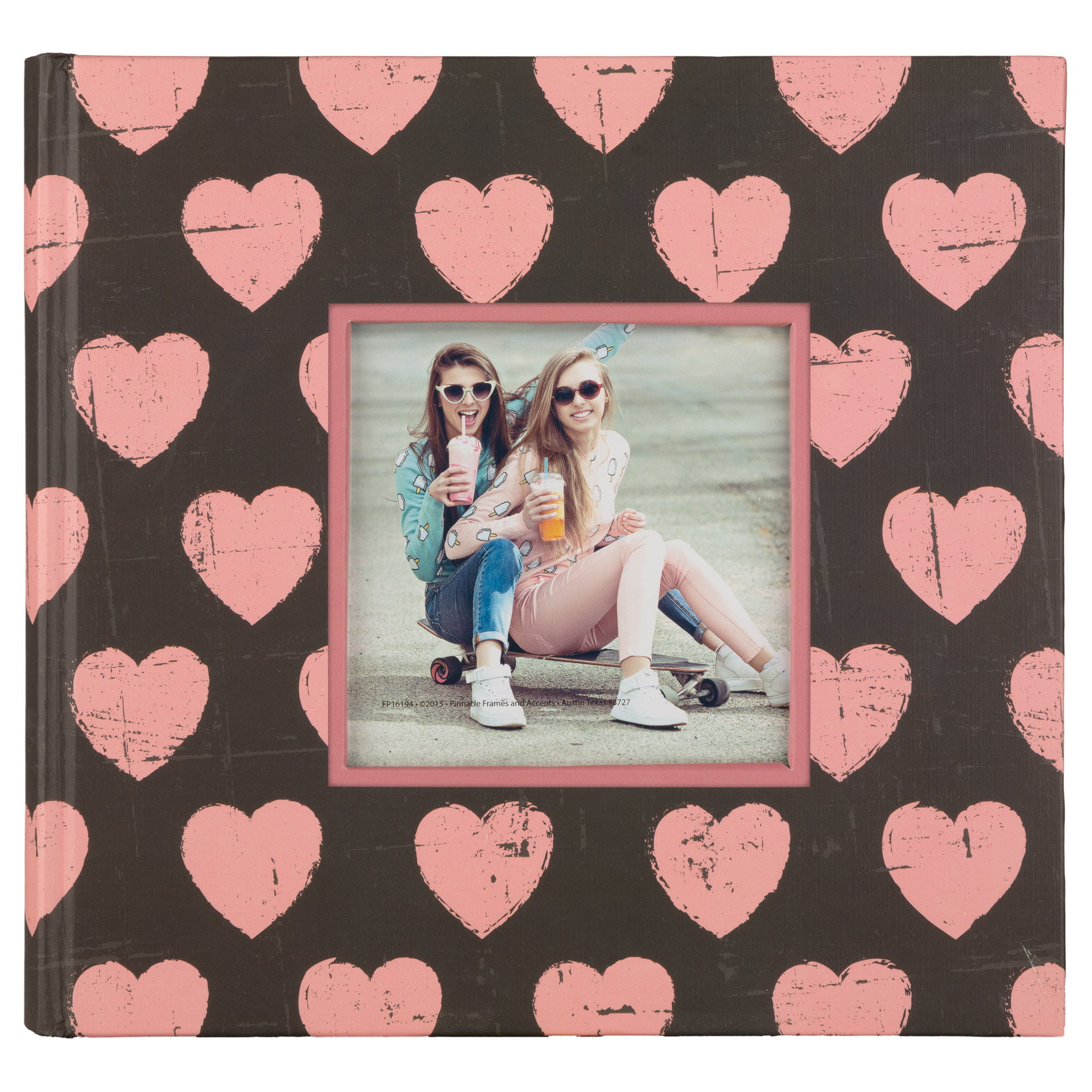 Pinnacle Pink Hearts Framed Front Photo Album Holds X Photos