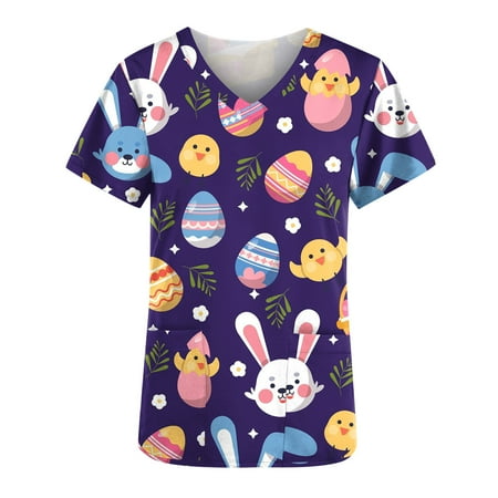 Women s Scrub Top Trendy Easter Print Eggs Pattern Short Sleeve V Neck Working Uniform Blouses with Pockets
Women s Scrub Top Trendy Easter Print Eggs Pattern Short Sleeve V Neck Working Uniform Blouses with Pockets
