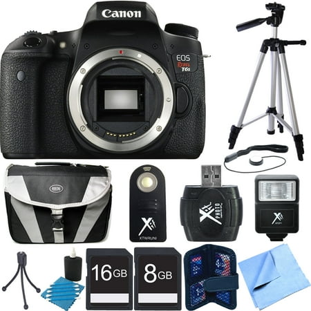 Canon EOS Rebel T6s Digital SLR Camera Body Deluxe Bundle includes Rebel T6s body, 16GB & 8GB Memory Card, Compact Gadget Bag, Memory Card Wallet, Mini Tripod, Full Size Tripod, Flash, Lens Cap Canon EOS Rebel T6s Digital SLR Camera Body Deluxe Bundle includes Rebel T6s body, 16GB & 8GB Memory Card, Compact Gadget Bag, Memory Card Wallet, Mini Tripod, Full Size Tripod, Flash, Lens Cap