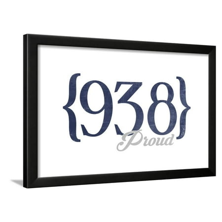 Huntsville, Alabama - 938 Area Code (Blue) Framed Print Wall Art By Lantern Press