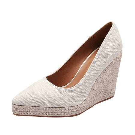 CLZOUD Women Slide Sandal Beige Point Toe Wedge Heel Fisherman Shoes High Single Shoes Women Platform Straw Women Satin Espadrilles 37
CLZOUD Women Slide Sandal Beige Point Toe Wedge Heel Fisherman Shoes High Single Shoes Women Platform Straw Women Satin Espadrilles 37