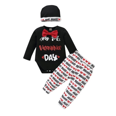 Suanret Newborn Baby Boys Girls Valentine s Day 3Pcs Clothes Set Long Sleeve Heart Romper Tops Long Pant Hat Black 9-12 Months
Suanret Newborn Baby Boys Girls Valentine s Day 3Pcs Clothes Set Long Sleeve Heart Romper Tops Long Pant Hat Black 9-12 Months