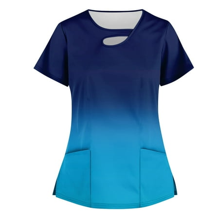 BIZIZA Workwear Scrubs Women Fashion 2023 Gradient Printed Plus Size Scrub tops V Neck Short Sleeve Hollow with Two Pocket Summer Womens Tops Tee Shirts Dark Blue M
BIZIZA Workwear Scrubs Women Fashion 2023 Gradient Printed Plus Size Scrub tops V Neck Short Sleeve Hollow with Two Pocket Summer Womens Tops Tee Shirts Dark Blue M