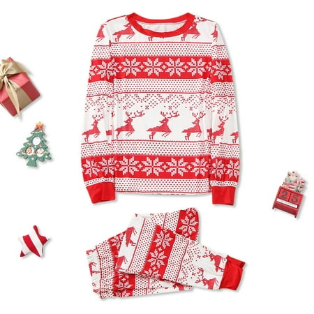 Parent-child Warm Christmas Set Printed Home Wear Pajamas Two-piece Dad Set