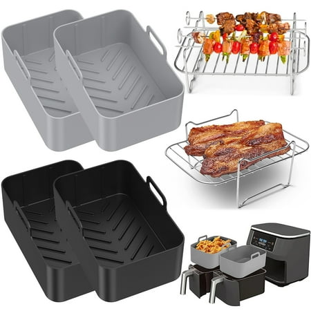 Jokapy 4Pcs Air Fryer Accessories Set 2 Air Fryer Silicone Pot 1 Double Layer Rack with 4 Skewer 1 Steamed Rack Fits Air Fryer Oven and Microwave
Jokapy 4Pcs Air Fryer Accessories Set 2 Air Fryer Silicone Pot 1 Double Layer Rack with 4 Skewer 1 Steamed Rack Fits Air Fryer Oven and Microwave