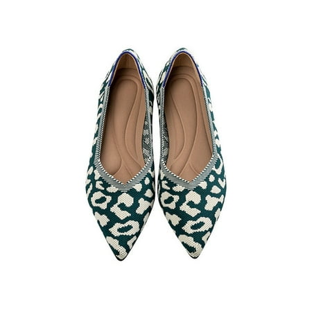 Spring and autumn flat shoes fashion leisure Women s flat shoes pointed knitting elastic comfortable boutique shoes