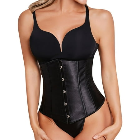Women Leather Shapewear Lace Up Back Contrast Lace Corset With Thong Body Shaper Bodysuit
Women Leather Shapewear Lace Up Back Contrast Lace Corset With Thong Body Shaper Bodysuit