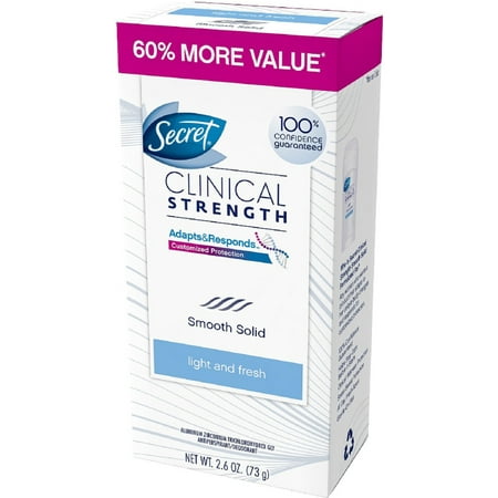 Secret Clinical Strength Smooth Solid Anti-Perspirant/Deodorant, Light and Fresh Scent, 2.6 oz