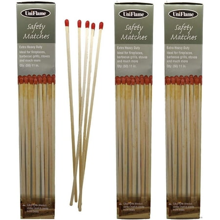 Extra Heavy Duty Long Safety Matches | Long Wooden Fireplace Matches For Candles Camping BBQ Grilling | M-6150| 11 Long | 50 Per Box | Pack Of 3 X 50 (150 Matches) 
Extra Heavy Duty Long Safety Matches | Long Wooden Fireplace Matches For Candles Camping BBQ Grilling | M-6150| 11 Long | 50 Per Box | Pack Of 3 X 50 (150 Matches)