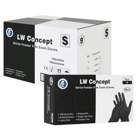 LW CONCEPT Black Nitrile Disposable Gloves - Powder & Latex-Free Disposable Exam Nitrile Gloves - (Case Of 1 000) – Small
LW CONCEPT Black Nitrile Disposable Gloves - Powder & Latex-Free Disposable Exam Nitrile Gloves - (Case Of 1 000) – Small