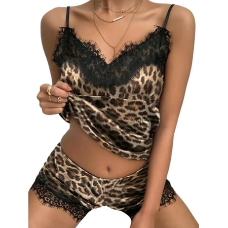 Voguele Women Nightwear V Neck Sleepwear Cami Shorts Pajamas Sets Home Clothes Lingerie Silk Lounge Set Brown 3XL
Voguele Women Nightwear V Neck Sleepwear Cami Shorts Pajamas Sets Home Clothes Lingerie Silk Lounge Set Brown 3XL