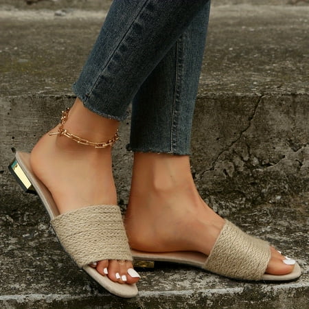 Women s Straw Slide Sandals Casual Slip On Flat Summer Shoes Solid Color Strappy Back Shoes
Women s Straw Slide Sandals Casual Slip On Flat Summer Shoes Solid Color Strappy Back Shoes